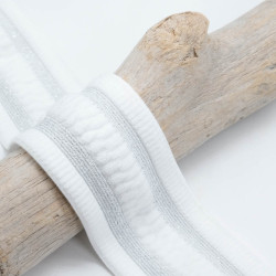Elastique Plat Lurex Blanc & Argent 50mm - Maison Klem