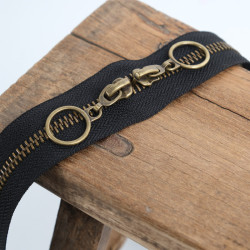 Fermeture Double Curseur Cercle 40cm Laiton Noir - Maison Klem