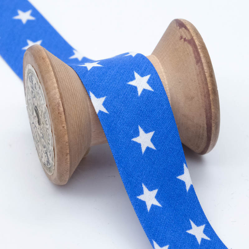 Biais Etoile 25mm Bleu Royal - Maison Klem