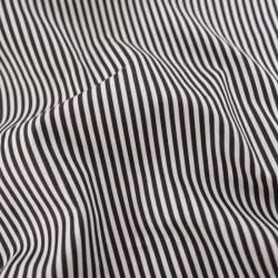 Popeline De Coton à Rayures Noires Sur Fond Blanc - Maison Klem