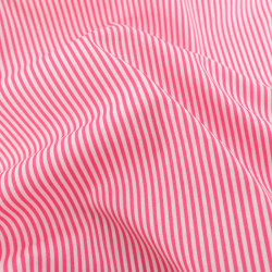 Popeline De Coton à Rayures Fuchsia - Maison Klem