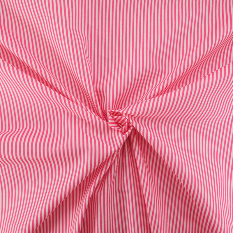 Popeline De Coton à Rayures Fuchsia - Maison Klem