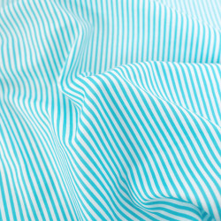 Popeline De Coton à Rayures Turquoise - Maison Klem