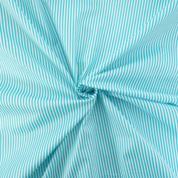 Popeline De Coton à Rayures Turquoise - Maison Klem
