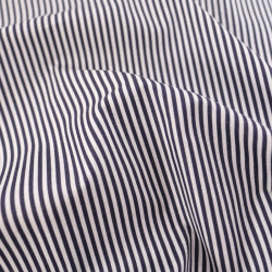 Popeline De Coton à Rayures Navy - Maison Klem