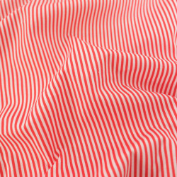Popeline de Coton à Rayures Rouge - Maison Klem