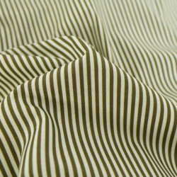 Popeline de Coton à Rayures Kaki - Maison Klem