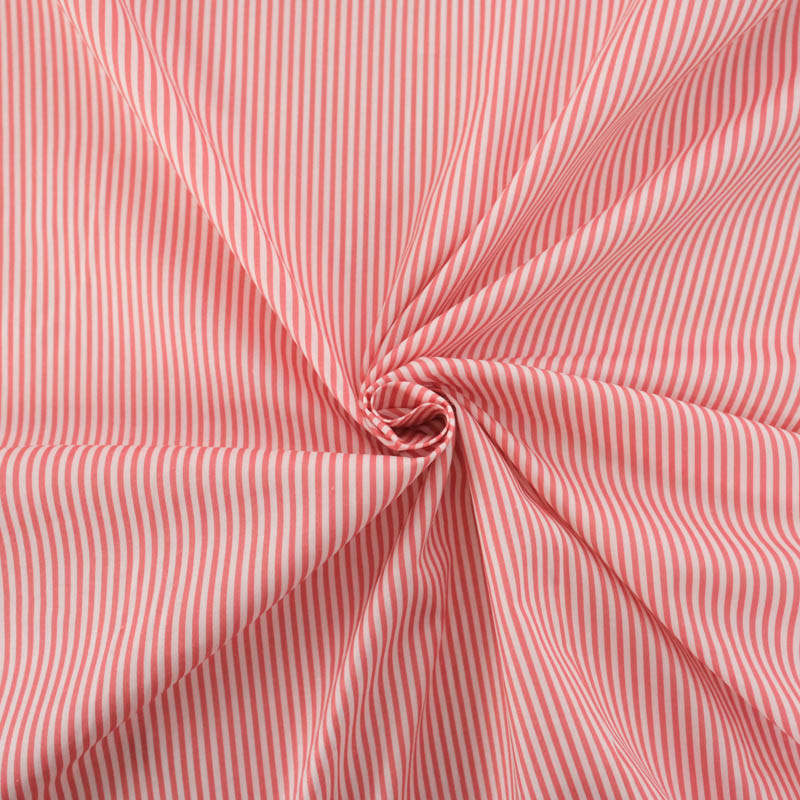 Popeline de Coton à Rayures Rose - Maison Klem
