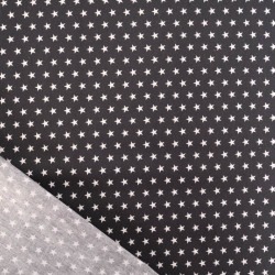 Popeline De Coton Etoiles Blanches Sur Fond Noir - Maison Klem