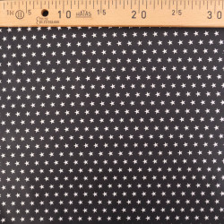 Popeline De Coton Etoiles Blanches Sur Fond Noir - Maison Klem
