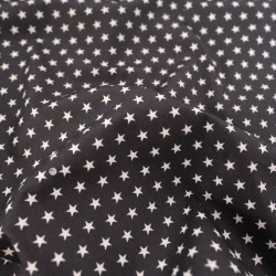 Popeline De Coton Etoiles Blanches Sur Fond Noir - Maison Klem