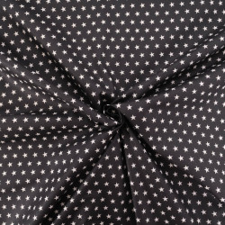 Popeline De Coton Etoiles Blanches Sur Fond Noir - Maison Klem