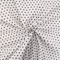 Popeline De Coton Etoiles Blanches Sur Fond Noir - Maison Klem