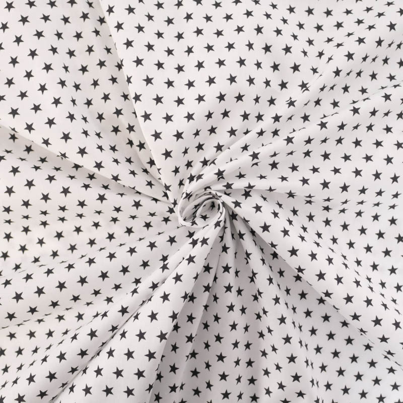 Popeline De Coton Etoiles Blanches Sur Fond Noir - Maison Klem