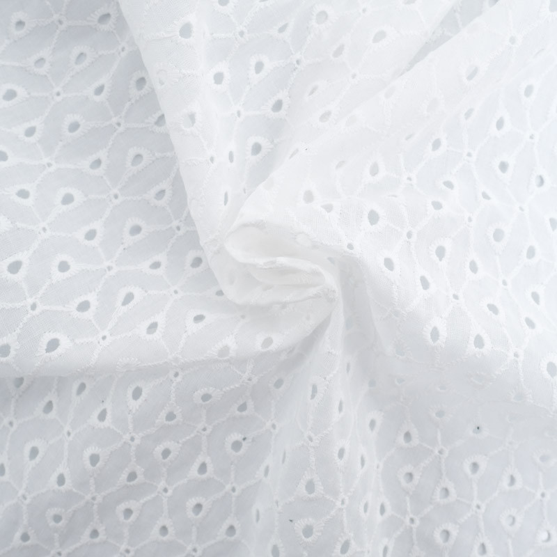 Broderie Anglaise Fleur Géométrique Blanc Crème - Maison Klem