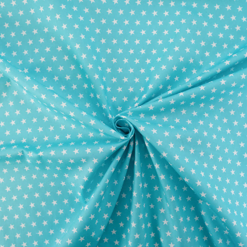Popeline De Coton Etoiles Turquoise - Maison Klem