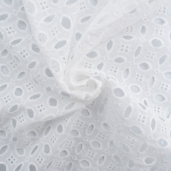 Broderie Anglaise pétale géométrique blanc crème