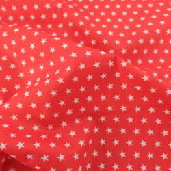 Popeline De Coton Etoiles Rouge - Maison Klem
