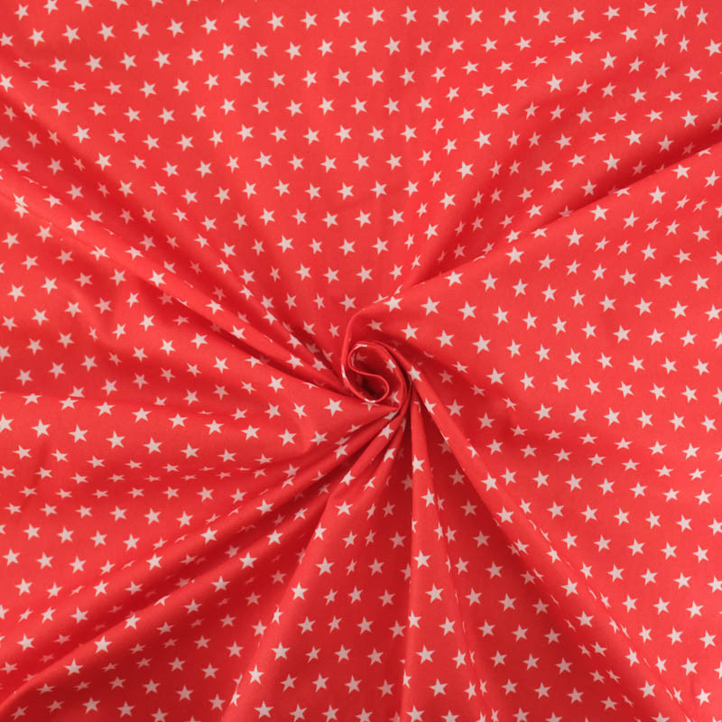 Popeline De Coton Etoiles Rouge - Maison Klem