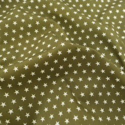 Popeline De Coton Etoiles Kaki - Maison Klem