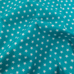 Popeline De Coton Etoiles Paon - Maison Klem