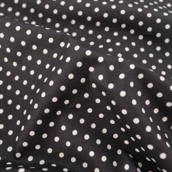 Popeline De Coton à Pois Blancs Sur Fond Noir - Maison Klem