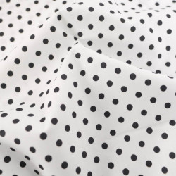 Popeline De Coton à Pois Noirs Sur Fond Blanc - Maison Klem