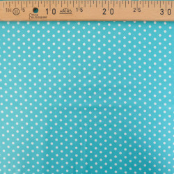 Popeline De Coton à Pois Turquoise - Maison Klem