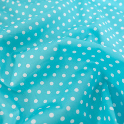Popeline De Coton à Pois Turquoise - Maison Klem