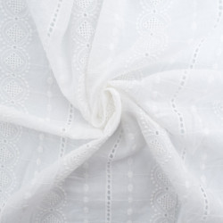 Broderie Anglaise Ligne Et Cercle Blanc Crème - Maison Klem