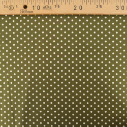 Popeline De Coton à Pois Kaki - Maison Klem