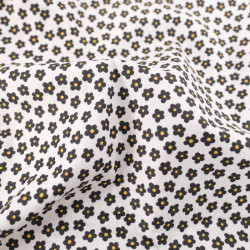 Popeline De Coton à Fleurs Noires Sur Fond Blanc - Maison Klem