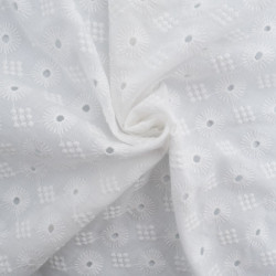 Broderie Anglaise Tournesol Et Losange Blanc Crème - Maison Klem