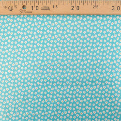 Popeline de Coton à Fleurs Turquoise - Maison Klem