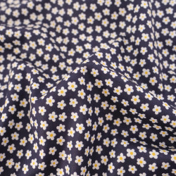Popeline de Coton à Fleurs Navy - Maison Klem