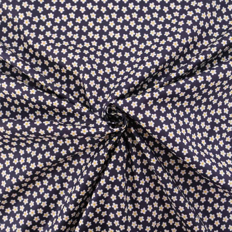 Popeline de Coton à Fleurs Navy - Maison Klem