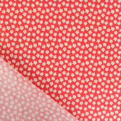 Popeline de Coton à Fleurs Rouge - Maison Klem