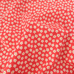 Popeline de Coton à Fleurs Rouge - Maison Klem