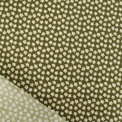 Popeline de Coton à Fleurs Kaki - Maison Klem