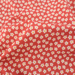 Popeline de Coton à Fleurs Terracotta - Maison Klem