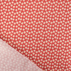 Popeline de Coton à Fleurs Terracotta - Maison Klem