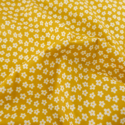 Popeline de Coton à Fleurs Ocre - Maison Klem