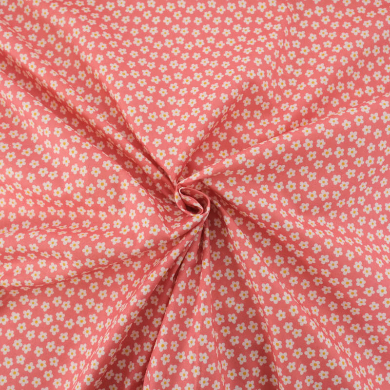 Popeline de Coton à Fleurs Rose - Maison Klem
