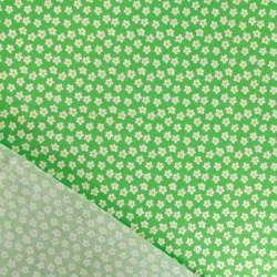 Popeline de Coton à Fleurs Blanches Sur Fond Vert - Maison Klem