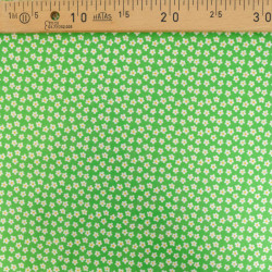 Popeline de Coton à Fleurs Blanches Sur Fond Vert - Maison Klem