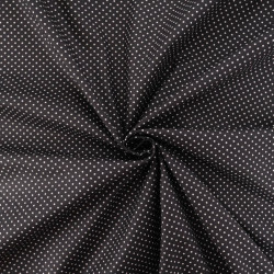 Popeline De Coton Mini Pois Fond Noir - Maison Klem