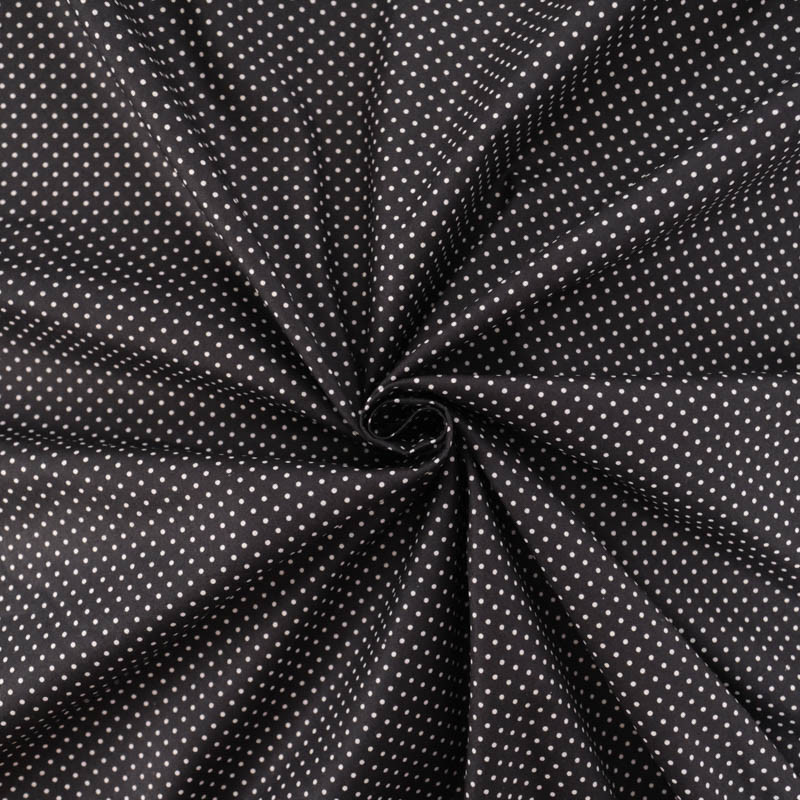 Popeline De Coton Mini Pois Fond Noir - Maison Klem