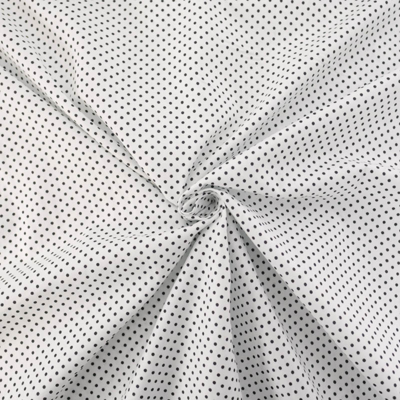 Popeline De Coton Mini Pois Fond Blanc - Maison Klem