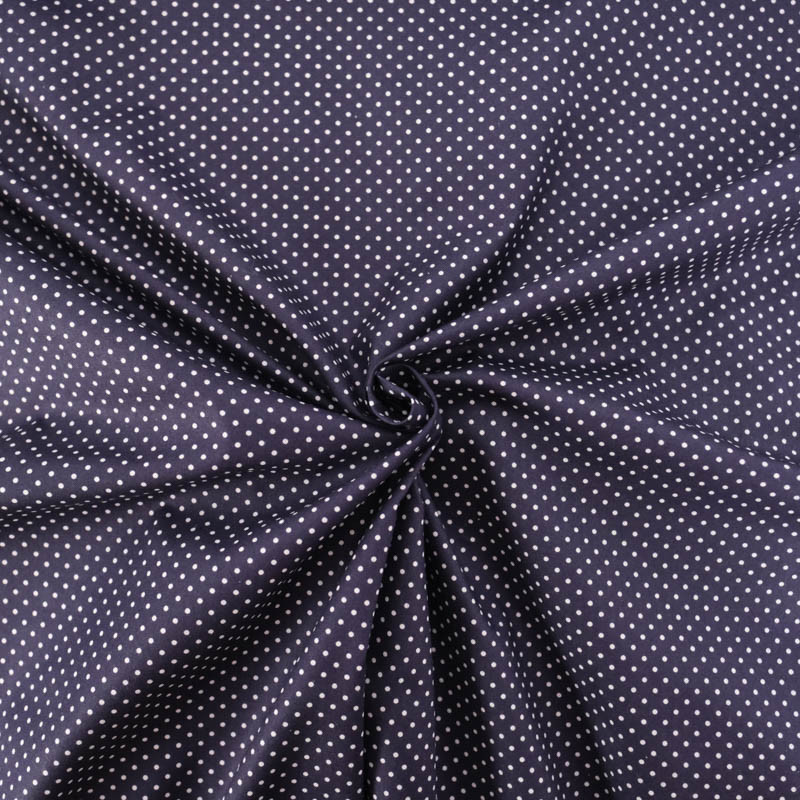 Popeline De Coton Mini Pois Navy - Maison Klem