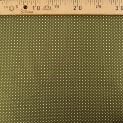Popeline De Coton Mini Pois Kaki - Maison Klem